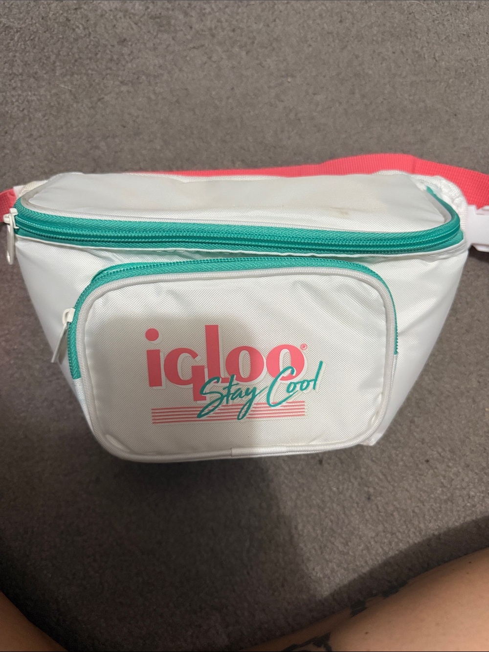 Igloo White Crossbody Bag with Teal & Coral Accents